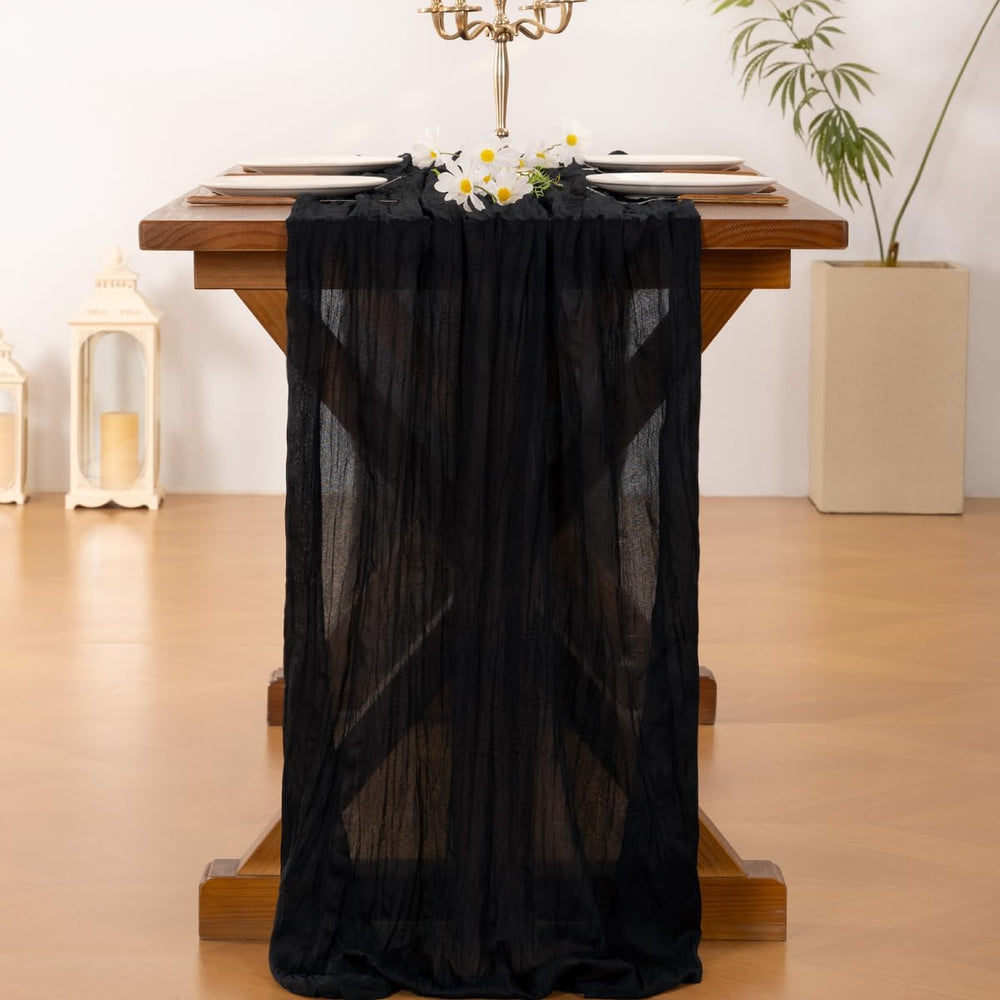 Black Table Runner Halloween Fall Cheesecloth Wedding Birthday Party Decor