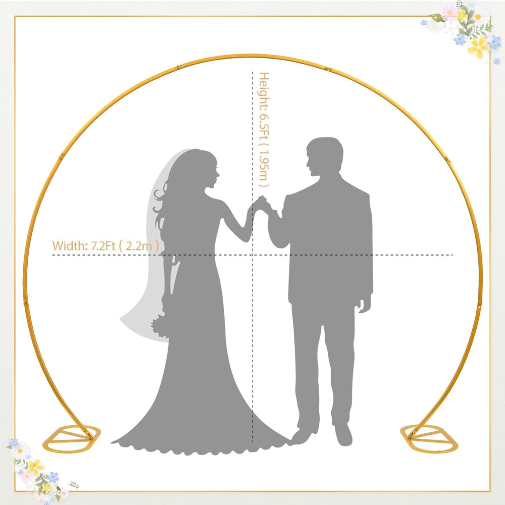 8ft Balloon Arch Stand,Round Backdrop Stand,Golden Circle Wedding Arch Frame ...