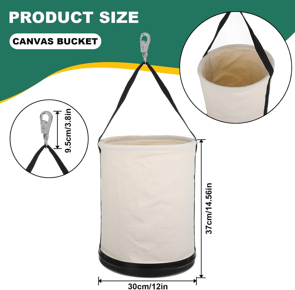 Lemecima Utility Canvas Bucket 15" x 12" All Purpose Truck Tool Buc...