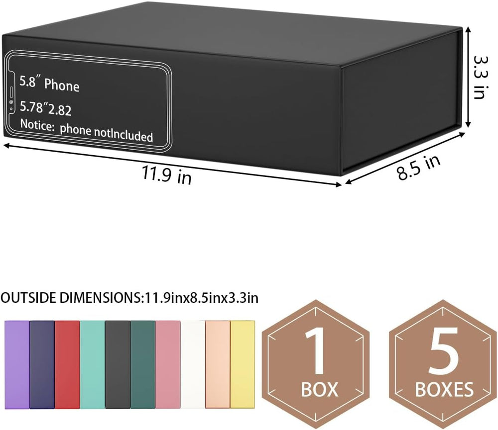 Black Gift Boxes 11.9" x 8.5" x 3.3",Magnetic Closure Gift Box...