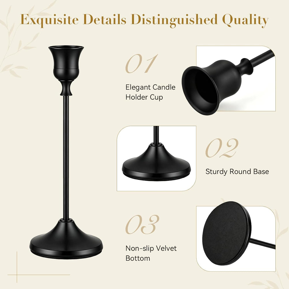 48 PCS Black Metal Taper Candle Holders Set,Brass Vintage Metal Candlestick