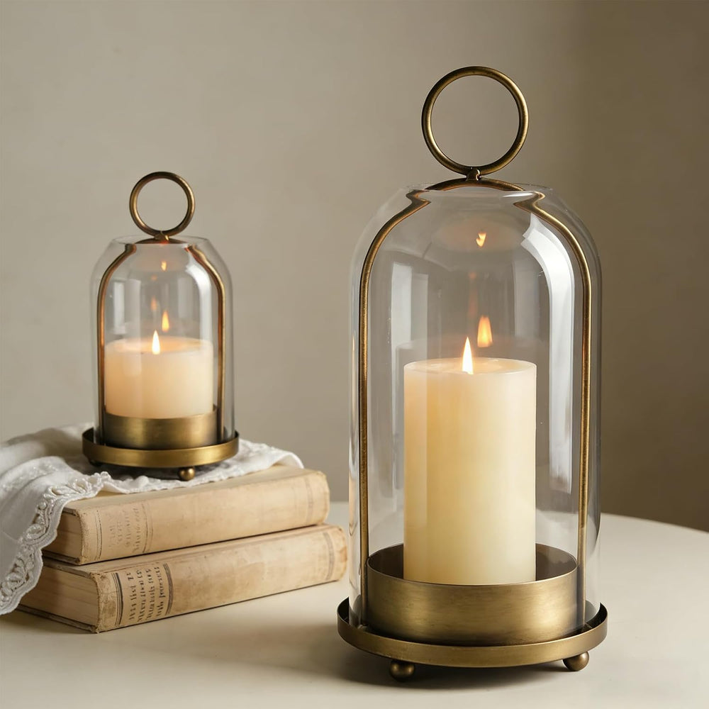 Sziqiqi Hurricane Candle Holder Lanterns: Pillar Candle Holders Set of 2