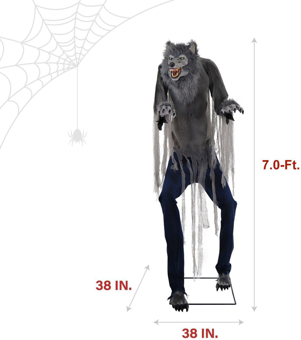 Haunted Hill Farm 7-Ft. Motion-Activated Werewolf Animatronic with LEDs