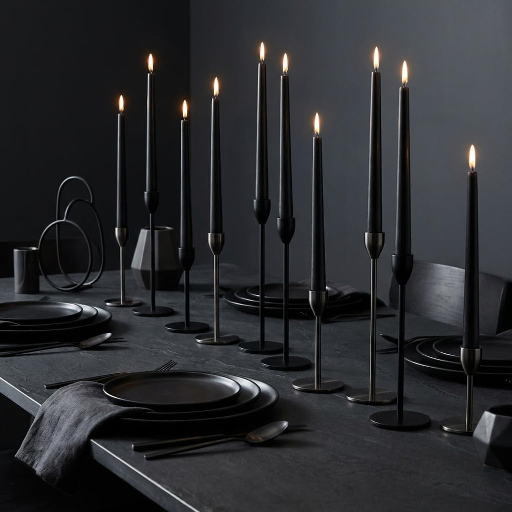 Leor & Lair Black Taper Candles, 40 Pack, 10 Inch Bulk Candlesticks