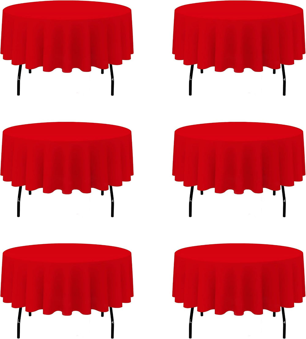 BRILLMAX 6 Pack Red Round Tablecloths 70 Inch for 30"-48" Tables