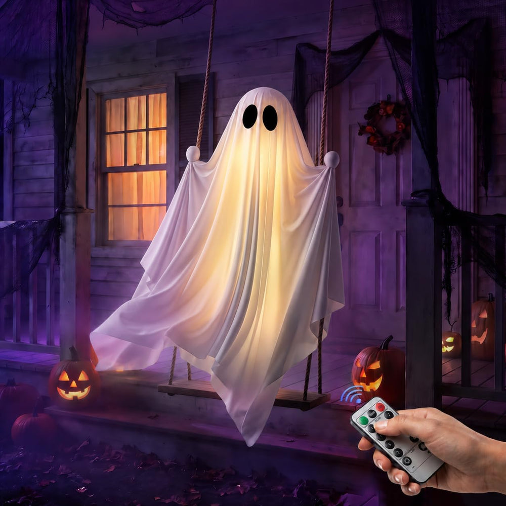 Halloween 5FT Swinging Ghost Outdoor Decor, Halloween Decorations Outdoor