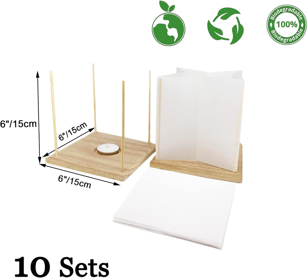 10Pack 6”Paper Floating Candle Lantern,Wooden Water Lanterns with Candles,Out...