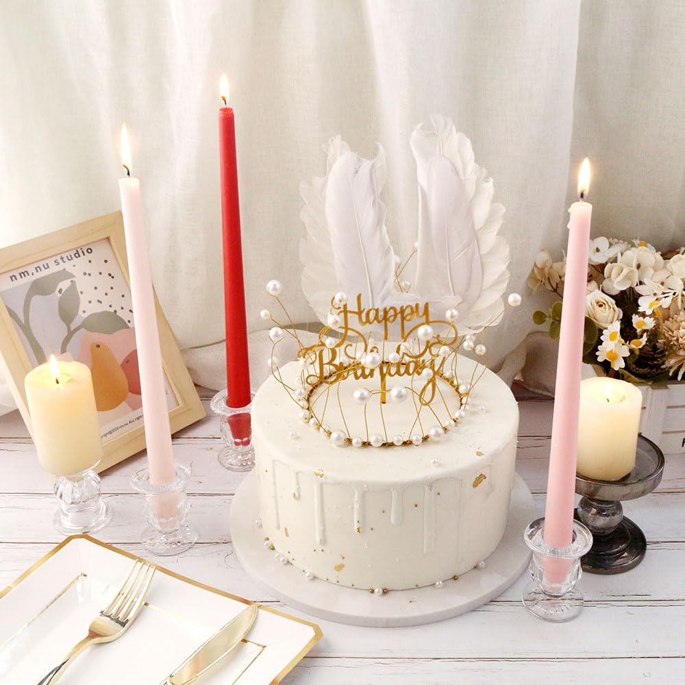 Glass Taper Candle Holder Set of 24 - Clear Crystal Candlestick Holders for T...