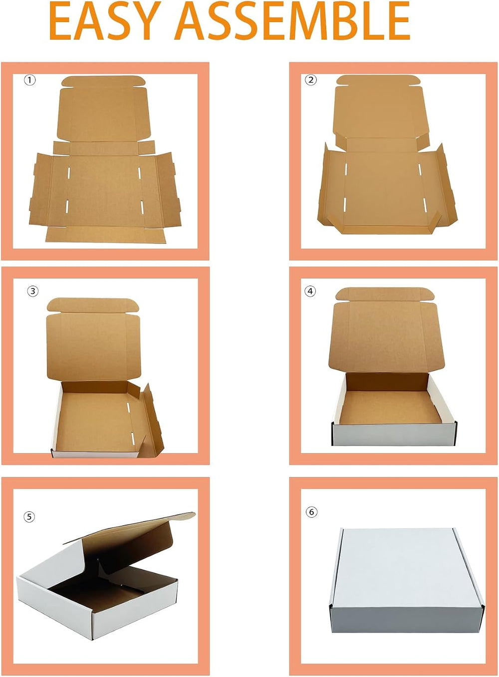 11x11x2 Inch Shipping Boxes Set of 25,White Corrugated Cardboard Mailers
