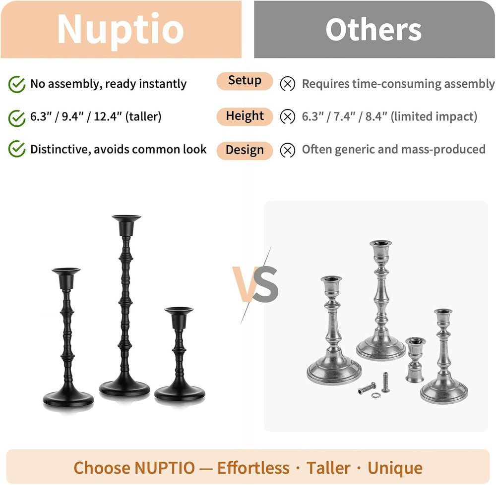 NUPTIO Black Candlestick Holders for Halloween: Unique Gothic Design
