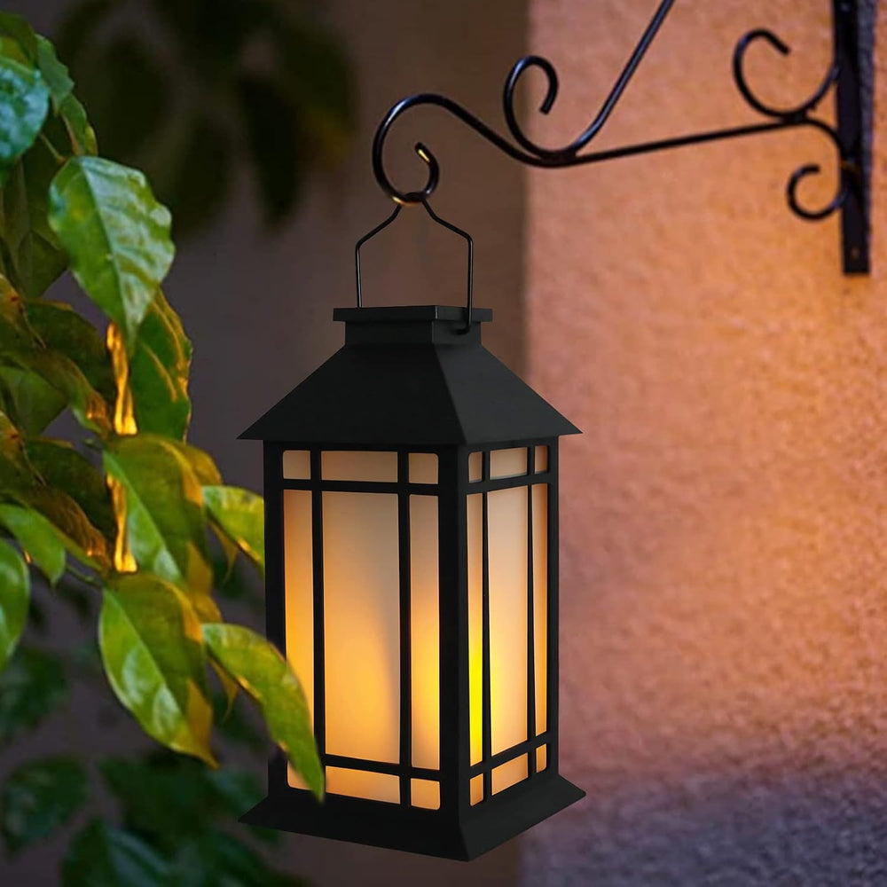 Bdor 13 Inch Outdoor Decorative Lanterns with LED Candle Timer 2 Pack Black