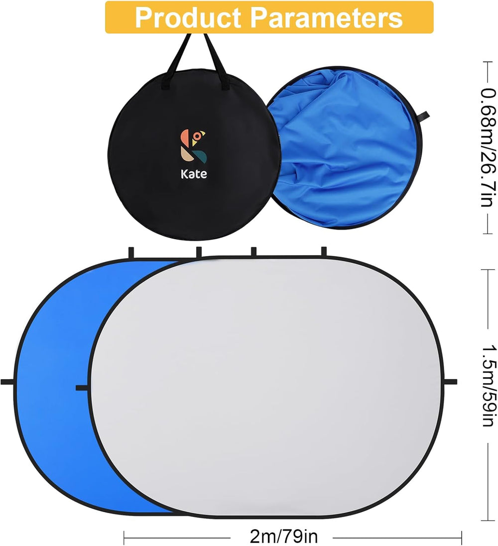 Kate Collapsible Pop-Up Blue Gray Backdrop for Self-Tape Auditions 581
