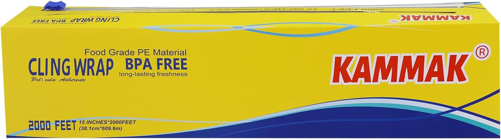 KAMMAK Plastic Wrap Food Cling Wrap with Slide Cutter 15 inch Restaurant Clin...
