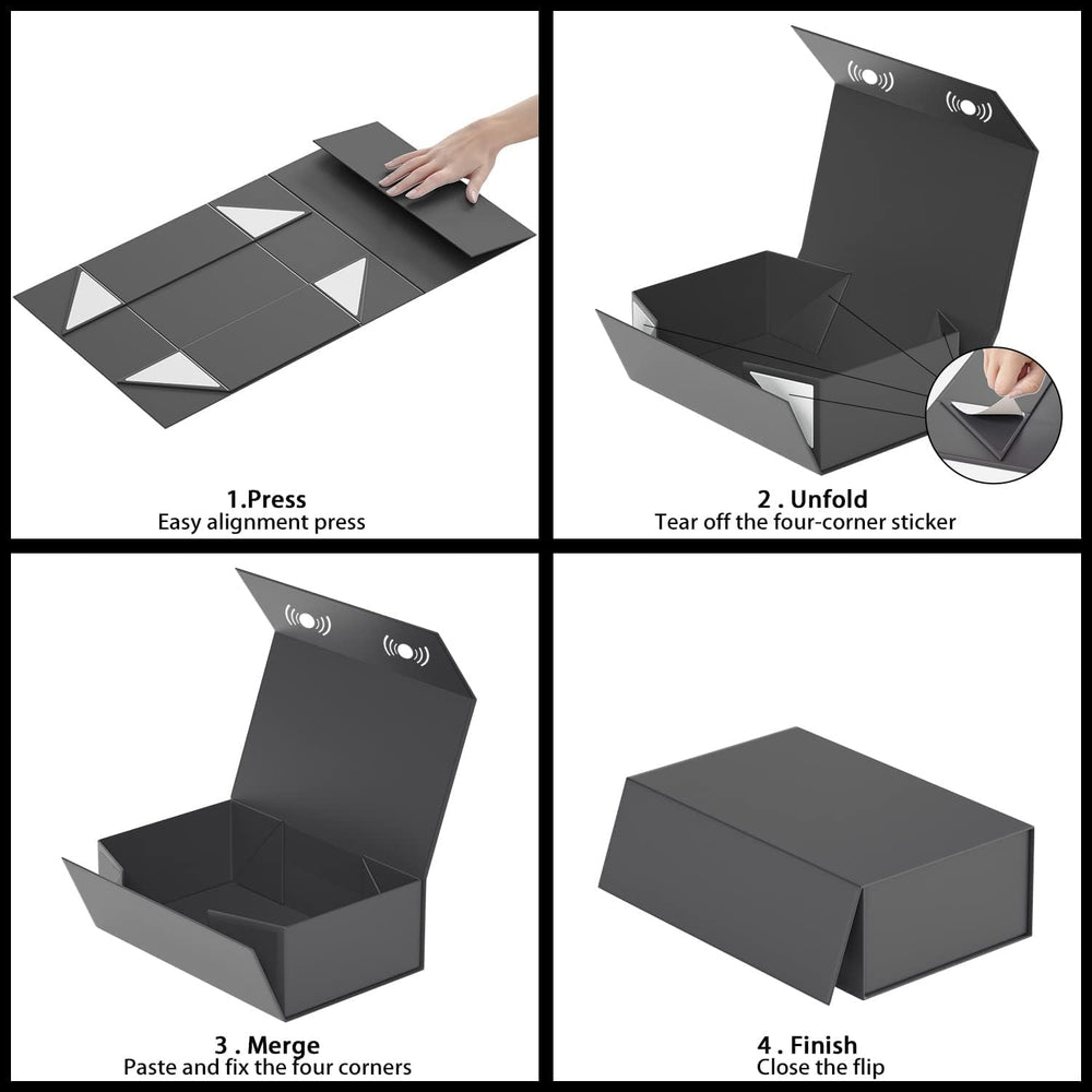 RYDDOY 5 Pack Black Gift Box, 13.8x9.5x4.3'' Large Gift Boxes with Lids