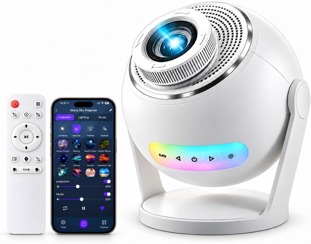 3D Galaxy Projector,Smart APP 60 Scenes Star Projector Bluetooth Speaker