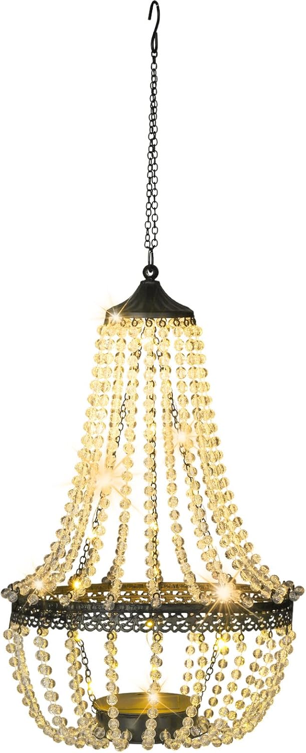 BAYN 28” Hanging Solar Chandelier Outdoor Lantern