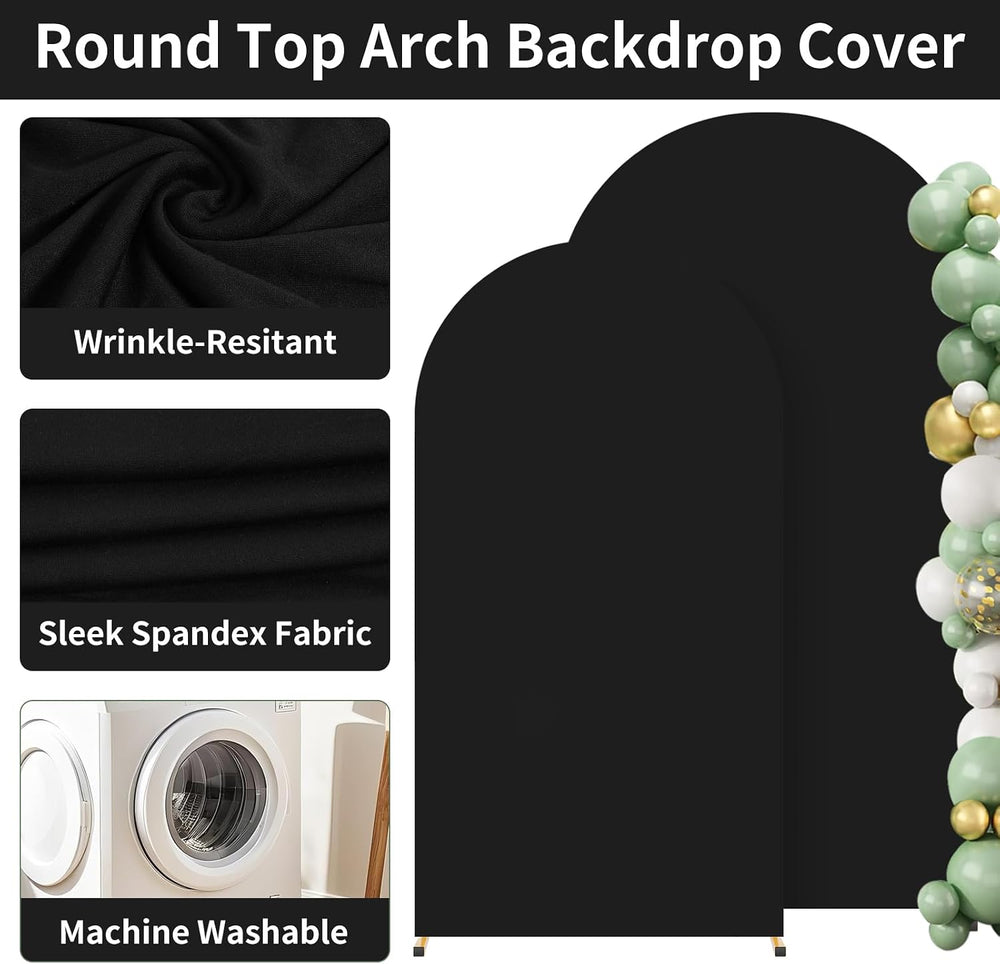 Metal Arch Backdrop Stand and Black Cover Set of 2 (6FT/7.2FT)