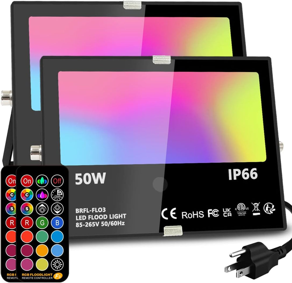 Led Flood Light Outdoor, 50W RGB Color Changing Landscape Lighting