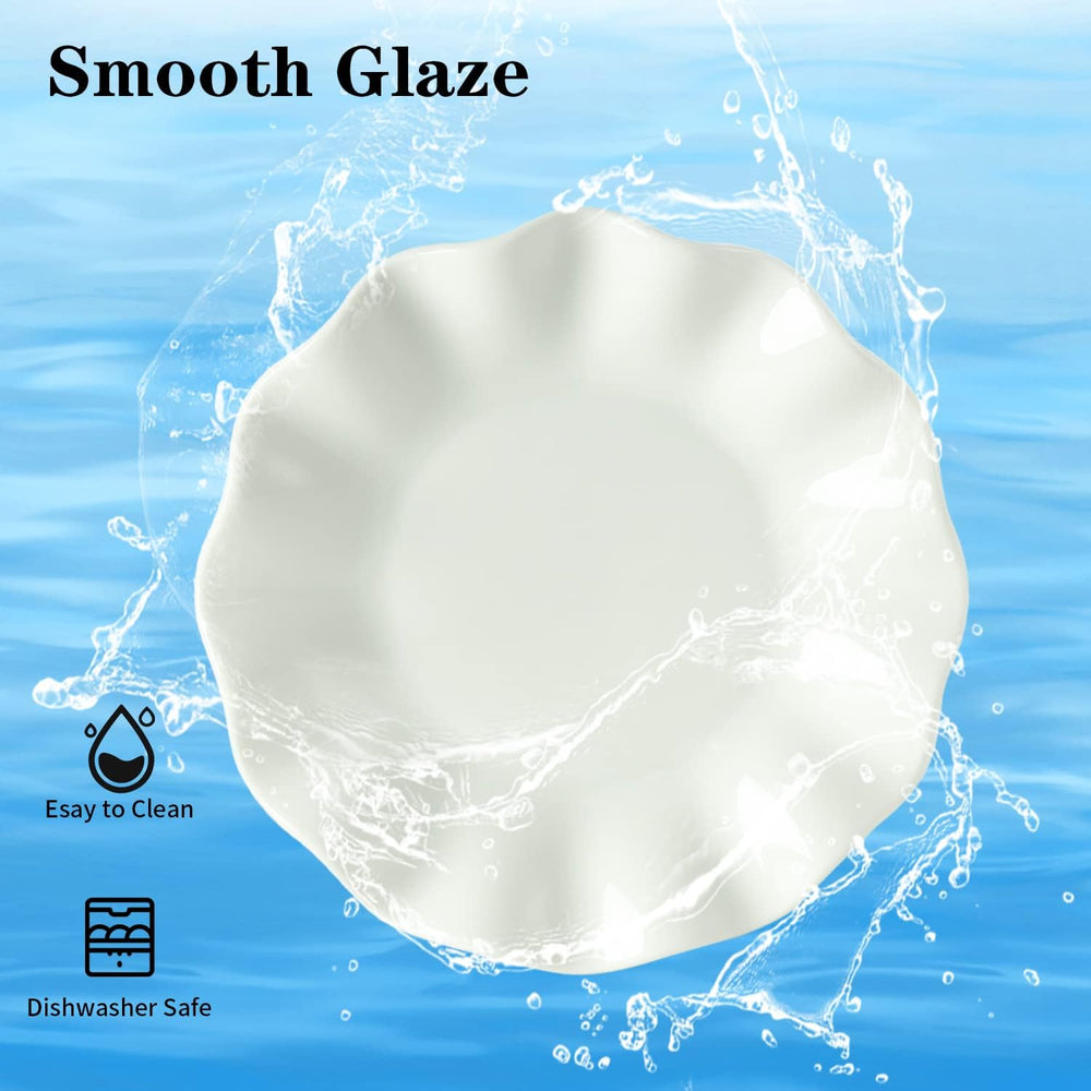 6 Inch Porcelain Appetizer Plates White Wave Rim Set of 18