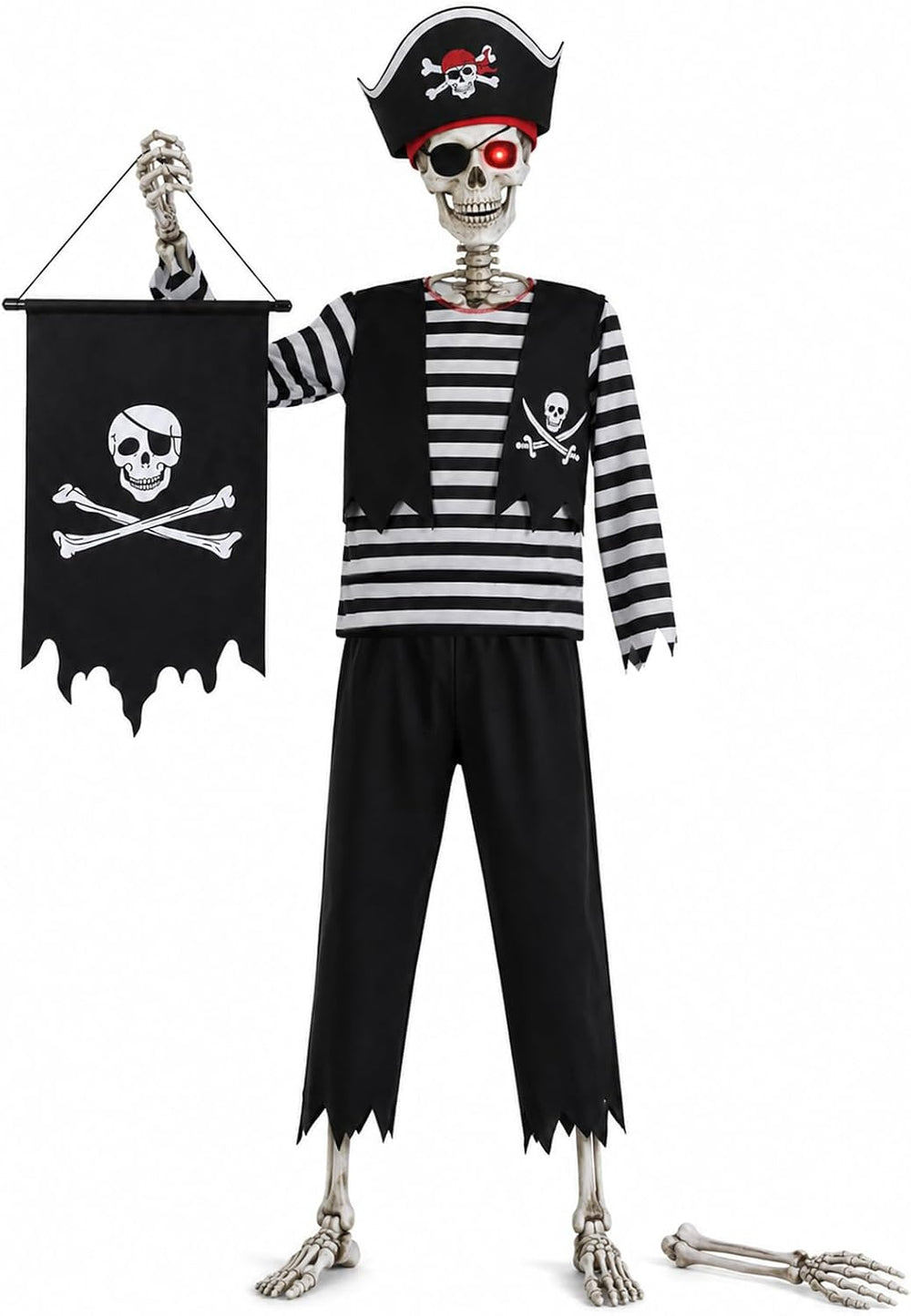 Halloween Skeleton Pirate Outfits Costume for 5-6 FT Skeletons Decoration