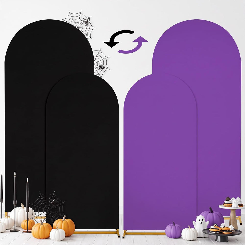 Black Purple Halloween Arch Backdrop Covers 7.2FT 6FT Party Arch Covers