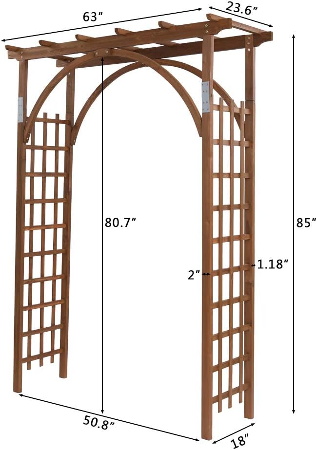 7FT Wooden Garden Arbor - Bridal Party Decoration Arch, Wooden Trellis for Pl...