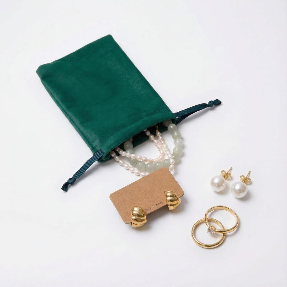 12pcs Forest Green Drawstring Bags 3x4 inches Small Velvet Cloth Gift Bags Je...