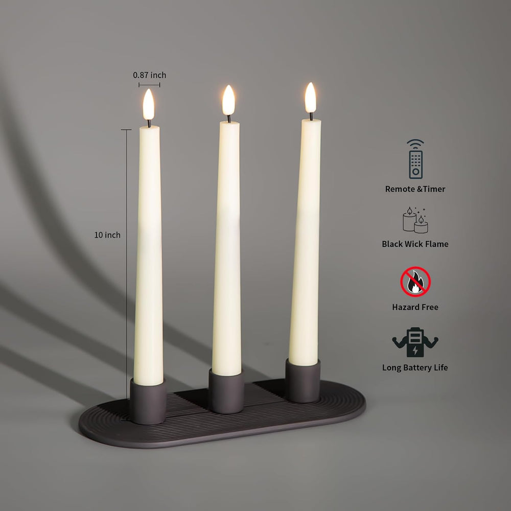 Eywamage Real Wax Ivory Flameless Taper Candles with Remote Set of 6