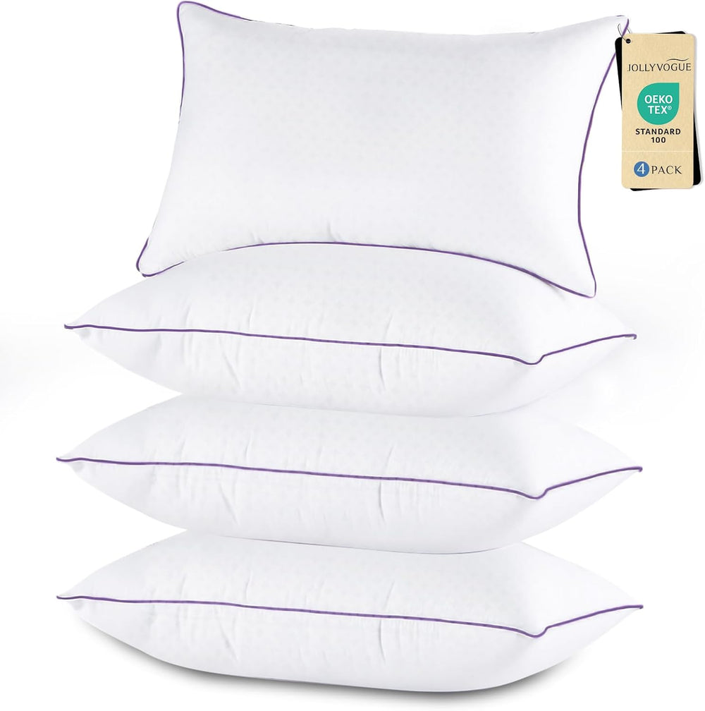 JOLLYVOGUE Pillows Standard Size Set of 4, Washable Supportive Firm Bed Pillo...