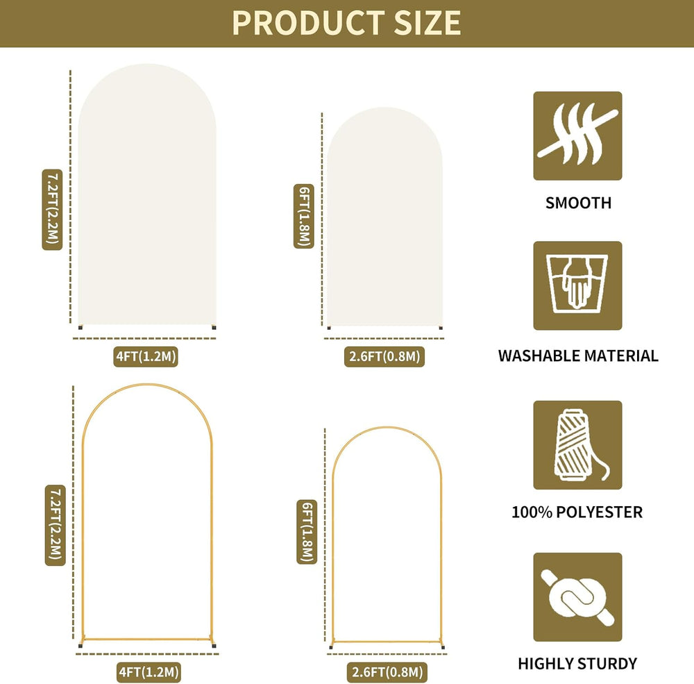Metal Arch Backdrop Stand and Cream Cover Set of 2 (6FT/7.2FT)