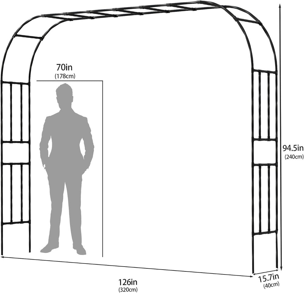 Garden Arch Trellis, 7.9FT Metal Arbor Archway for Climbing Plants Outdoor