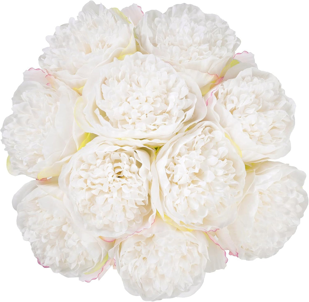 20 Heads Artificial Peonies Silk Flowers Bouquet Cream White