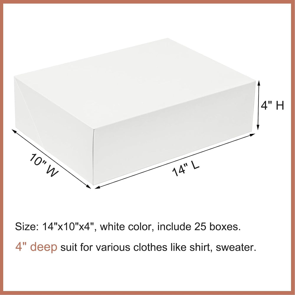 Mefleet 25 Pack 14x10x4 Large Gift Boxes with Lids Deep Shirt Robe Box Bulk