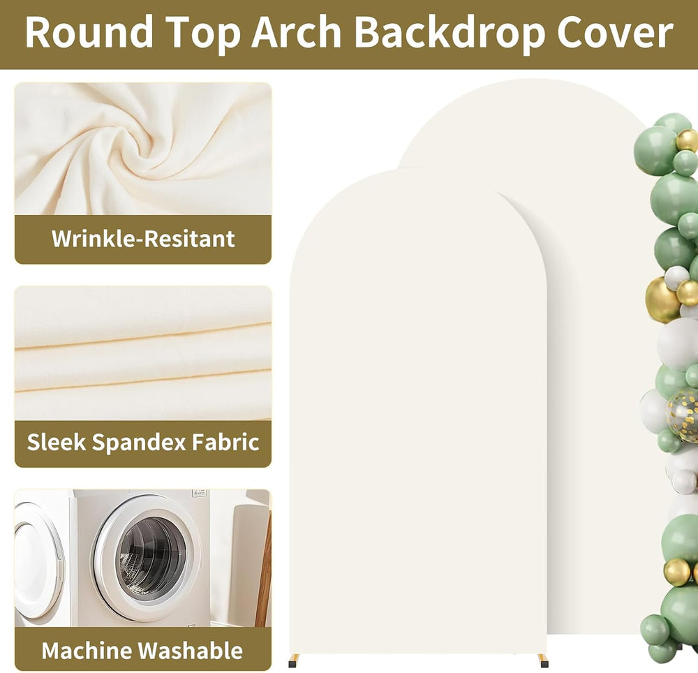Metal Arch Backdrop Stand and Cream Cover Set of 2 (6FT/7.2FT)