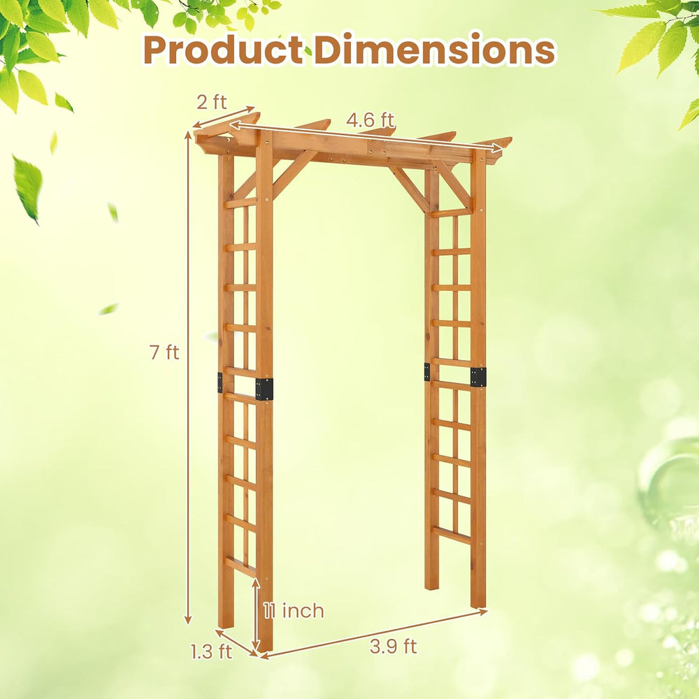 Giantex 7FT Wooden Garden Arbor Trellis, Wood Wedding Arch for Ceremony