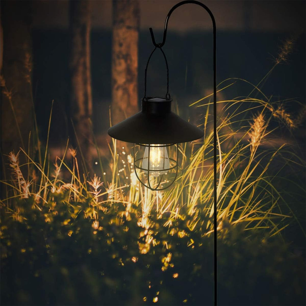 pearlstar Solar Lantern Outdoor Hanging Light Metal Solar Lamp with Warm Whit...