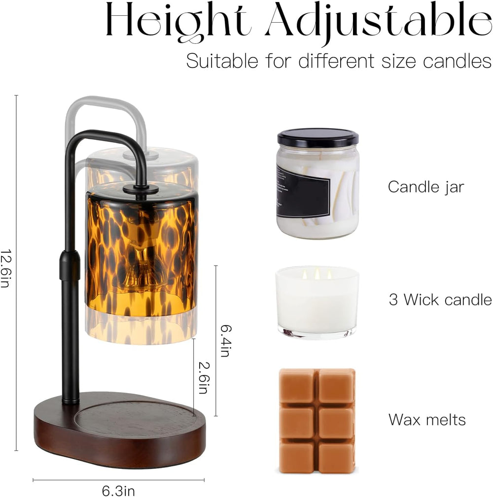 Candle Warmer Lamp with Timer, Tortoise Shell Glass Shade