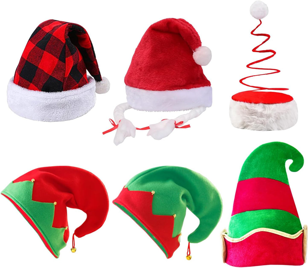 12 Assorted Funny Christmas Hats Santa Elf Hat for Adult Teen