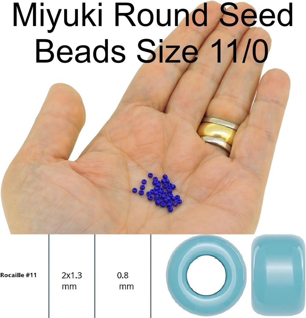 Set of 10 Colors - Miyuki Size 11/0 Round Seed Beads, 100 Grams - Basic Opaqu...