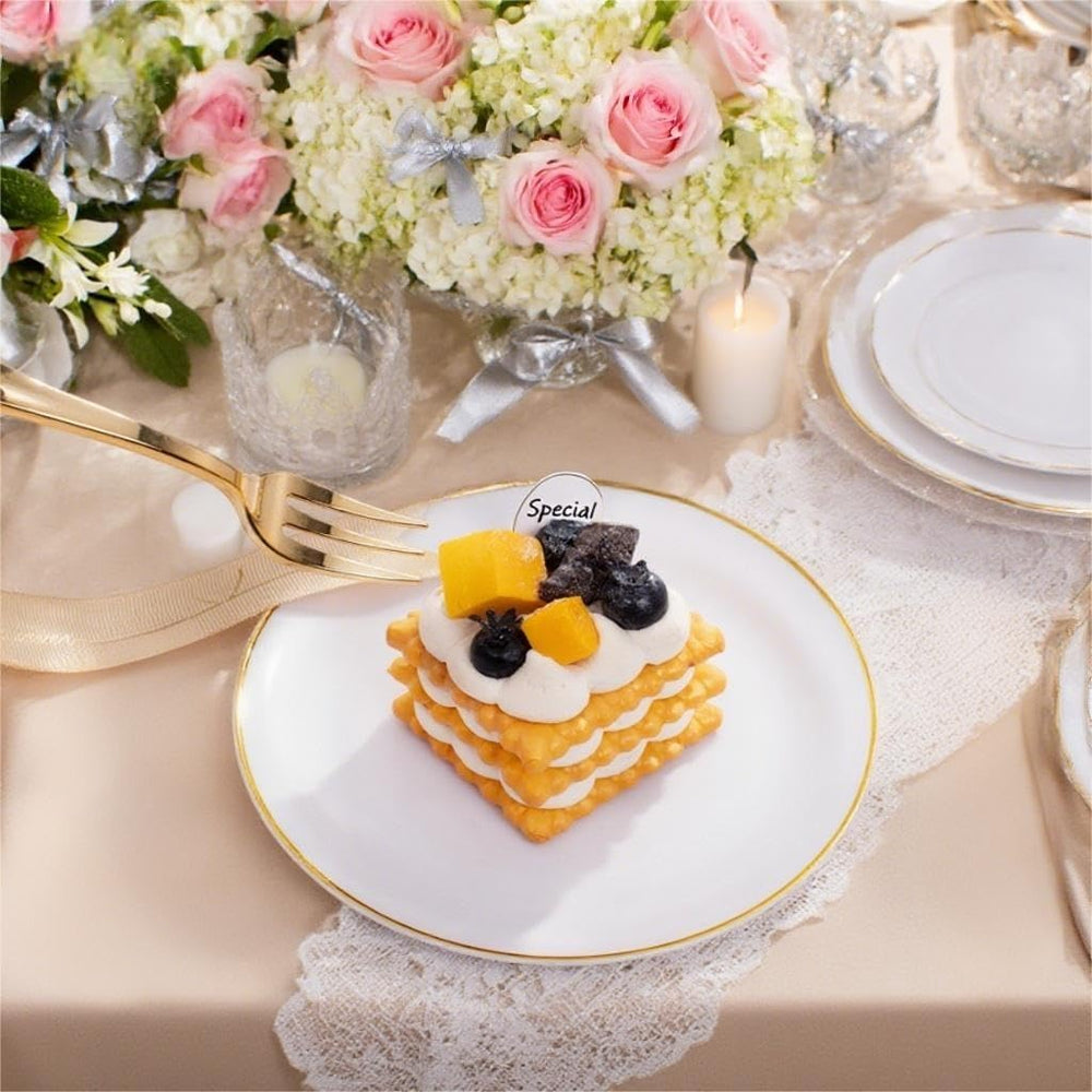 400Pcs Gold Dessert Plates 6.3" with Forks 5"- 200PCS Small Disposa...