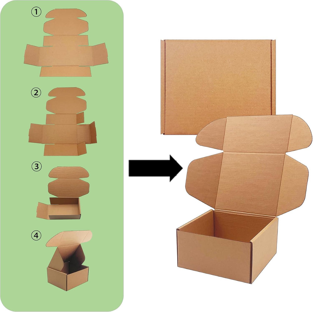 10x10x3 inch Shipping Boxes 20 Pack, Brown Corrugated Cardboard Mailer Box