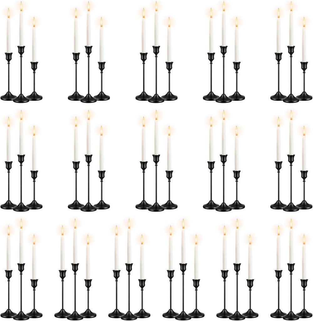 48 PCS Black Metal Taper Candle Holders Set,Brass Vintage Metal Candlestick