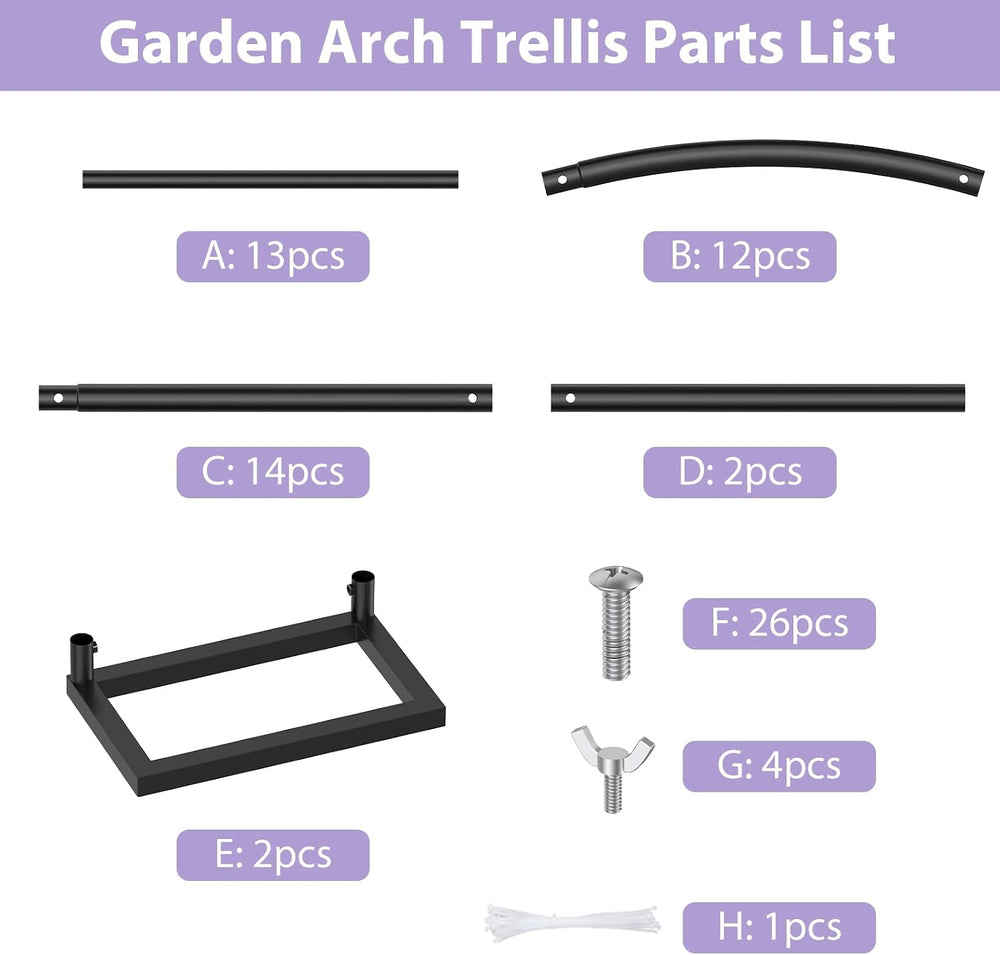 Sunexinlo Garden Arch Trellis with Base, 5.3'W x 7.6'H or 7.9'W x...