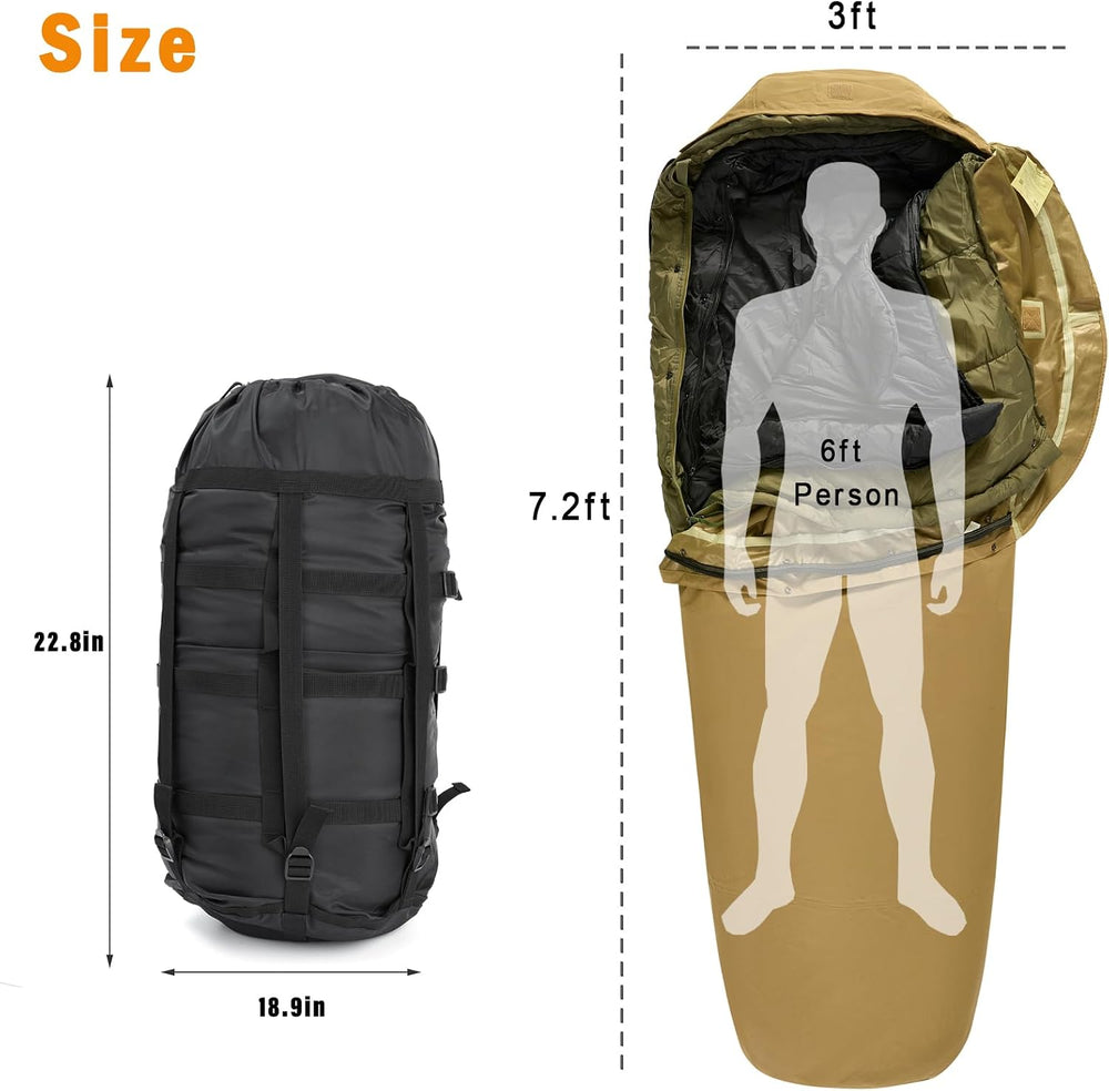 MT Army Military Modular Sleeping Bags System, Multi Layered with Bivy Cover ...