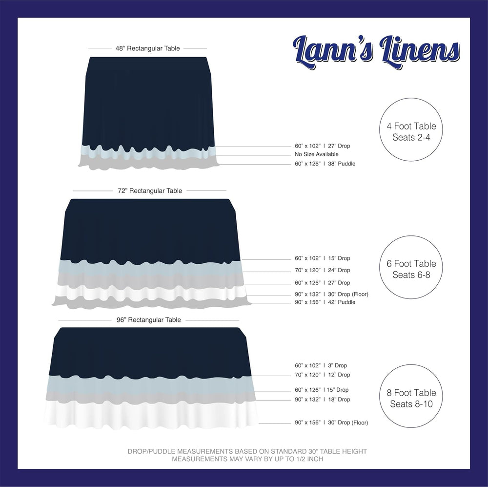 Lann's Linens 10 Pack 90 x 132 Inch Rectangular Tablecloth, Washable Poly...