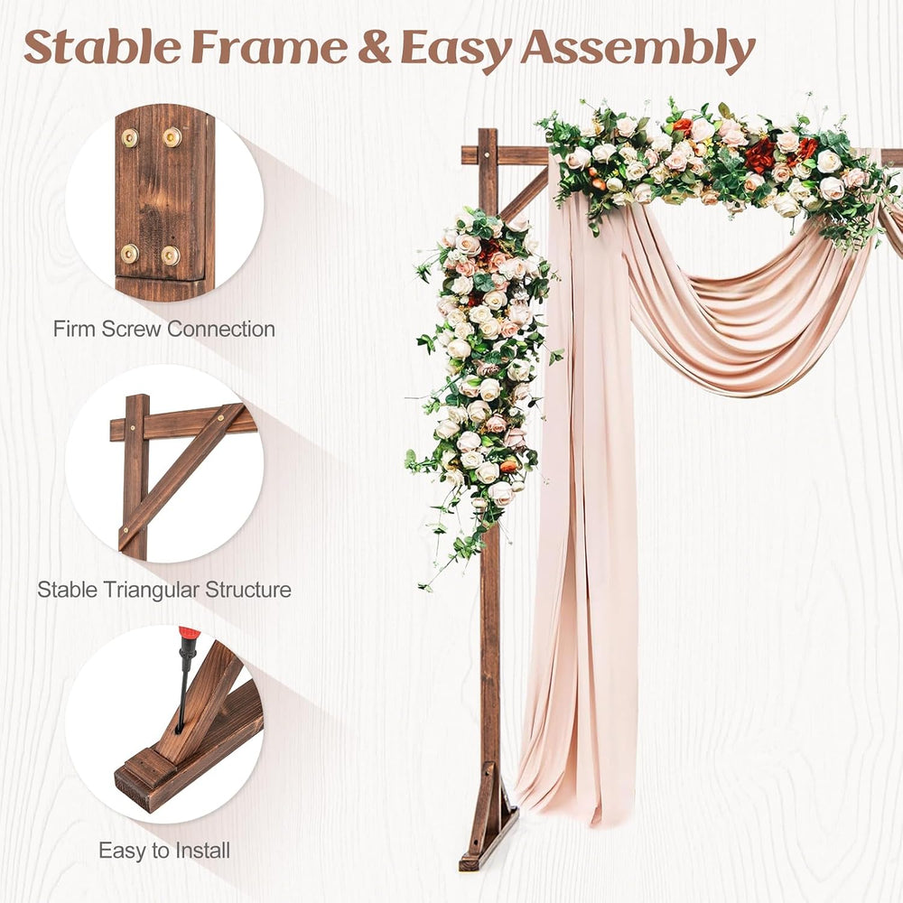 Moccha Wedding Arch, 7.2 FT Wooden Arch Backdrop Stand, Outdoor Archway Pergo...