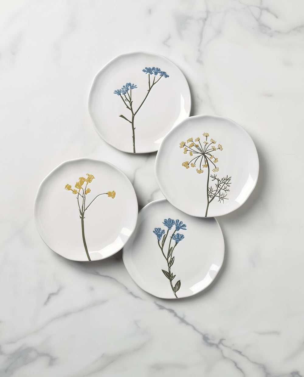 Lenox Wildflowers Tidbit Plate Set for 4, Small 6" Appetizer Plates 4-Piece