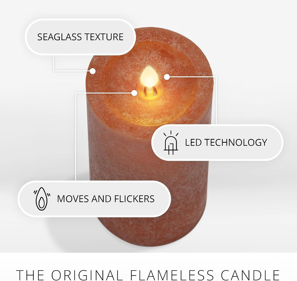 Luminara Sea Glass Candle, Harvest Pumpkin 3" x 4.5", Real Wax LED