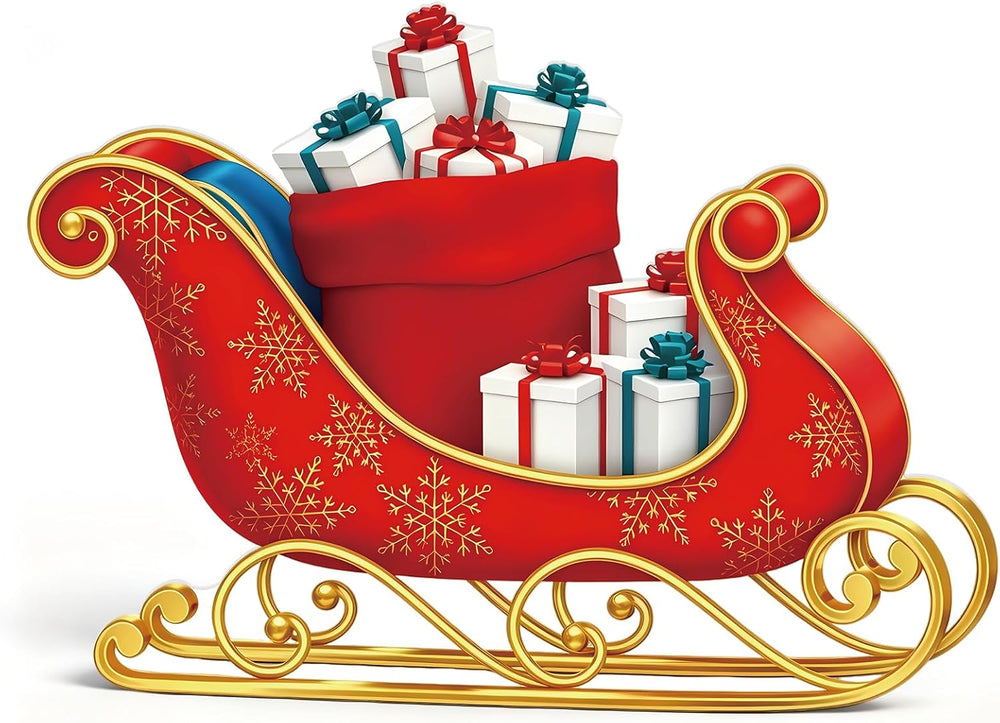 3.9 ft Santa Sleigh Cardboard Cutout, Christmas Photo Prop Standee Sign