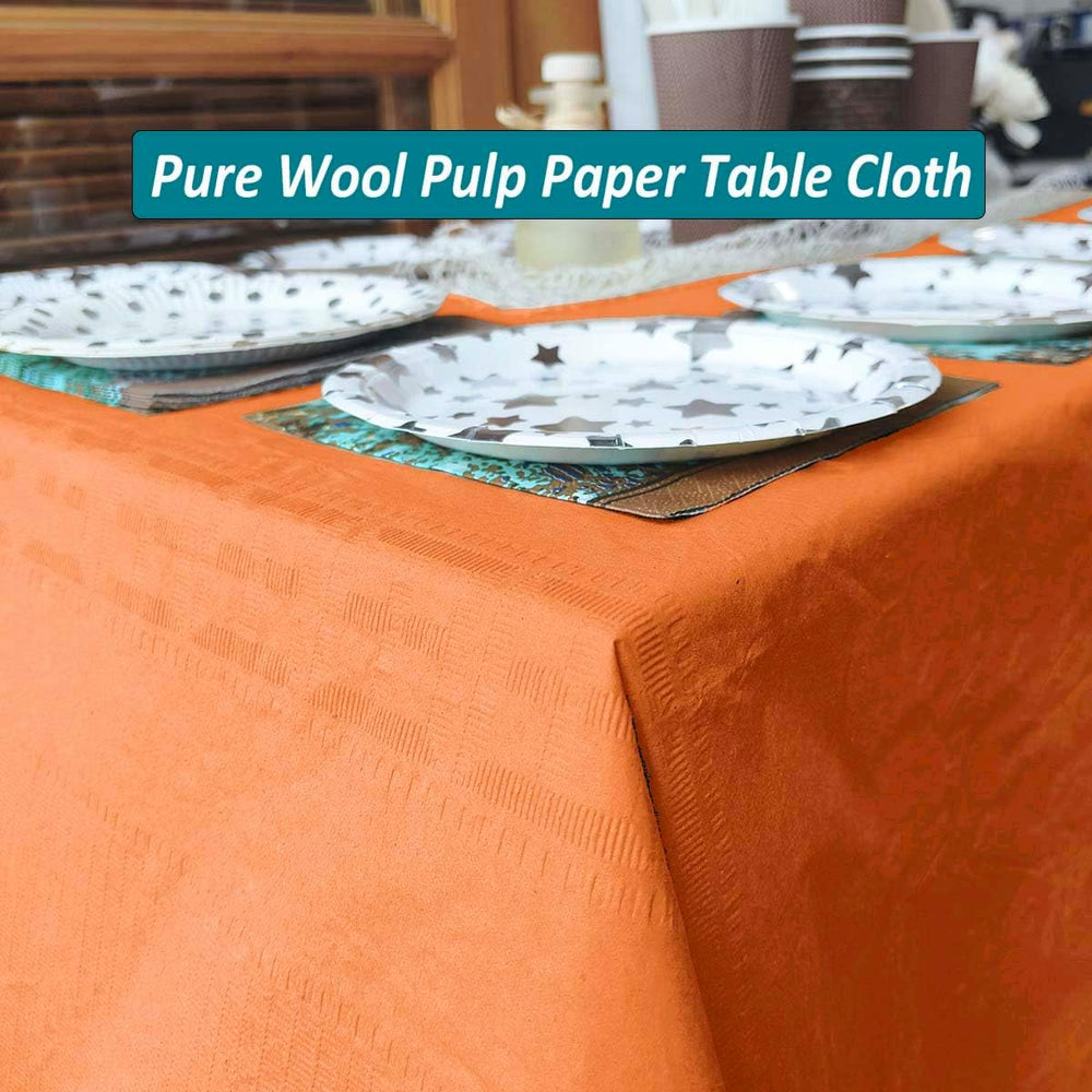 Orange Paper Tablecloths for Rectangle Tables 6 Pcs, 54"×108", Wate...